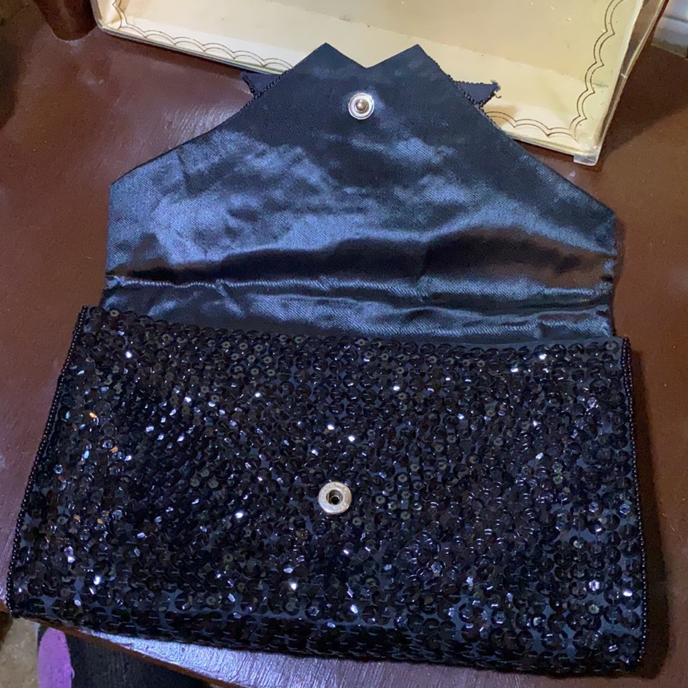Vintage Black Sequins Clutch - Picture 5 of 6